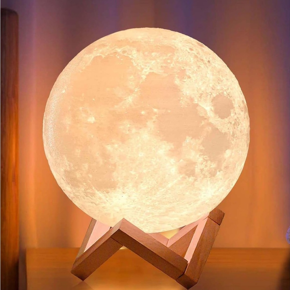 Moon Lamp with Wooden Stand